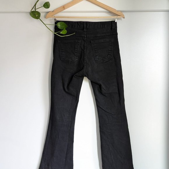 Oak + Fort Black Kick Flare Fringe Jeans - Picture 3 of 5